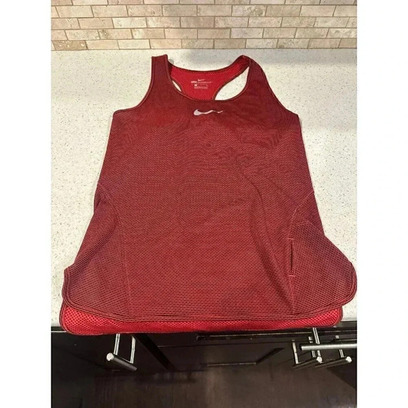 Nike‎ Aeroreact Racerback Stripe Tank Top Red small b3 - Picture 1 of 2